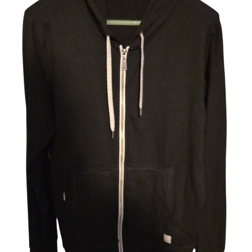 Women's Black Zip-Up Vuori Hoodie. Original Style With Small Side Zip Pocket